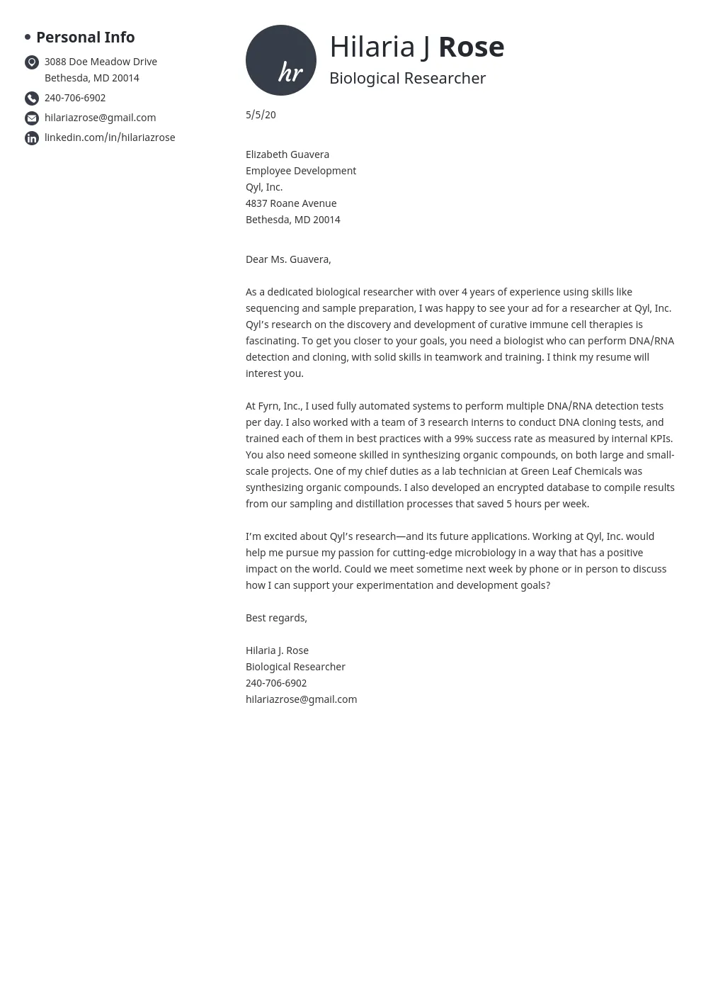 35161 biology cover letter tailoring