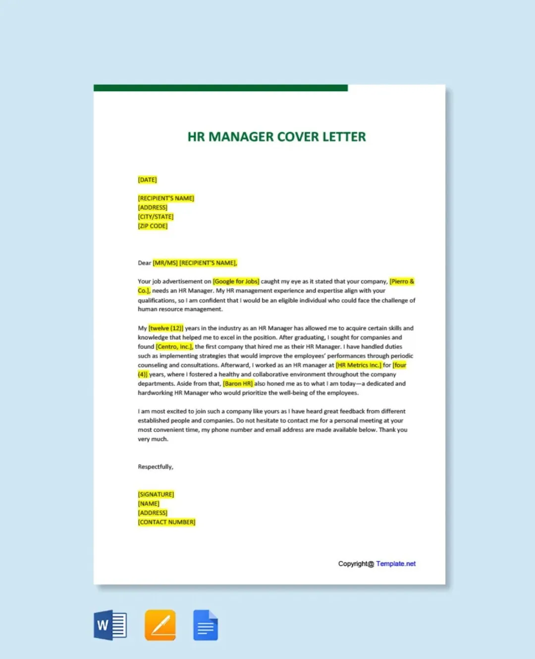 35172 hr cover letter formatting