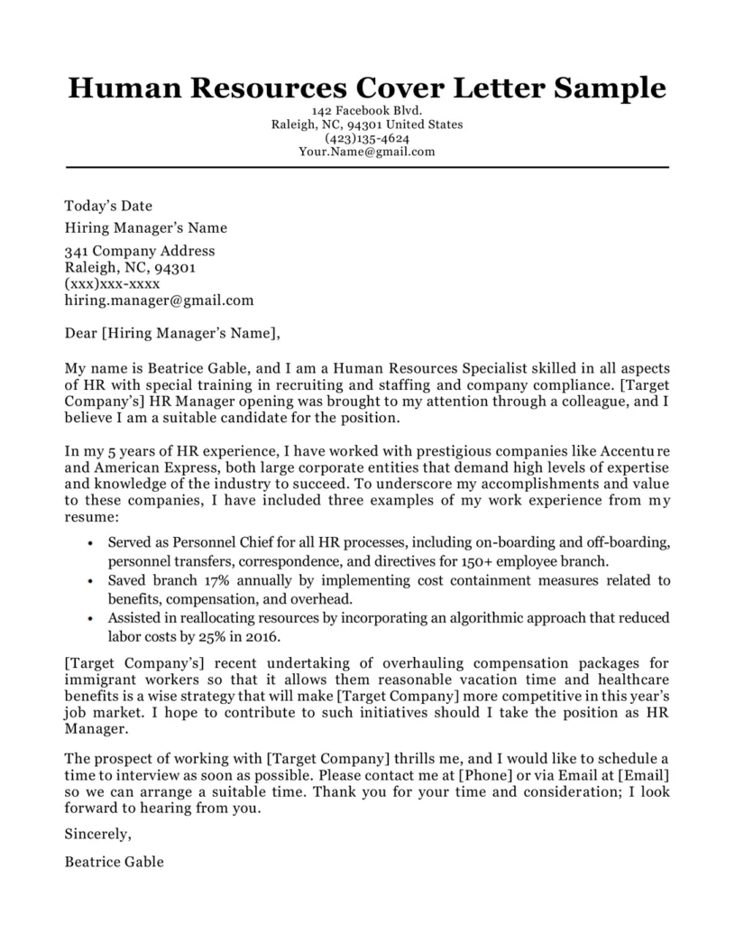 35172 hr cover letter skills