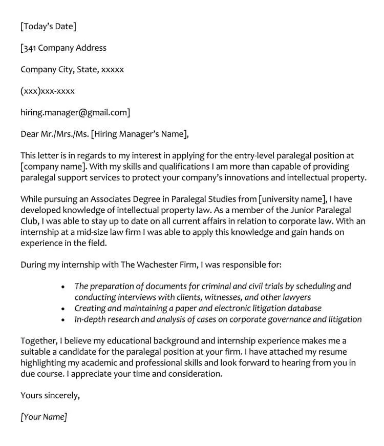 35187 paralegal cover letter components