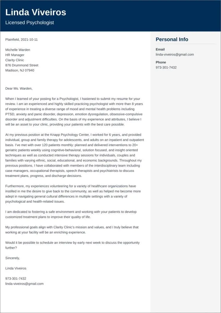 35194 psychology cover letter achievements