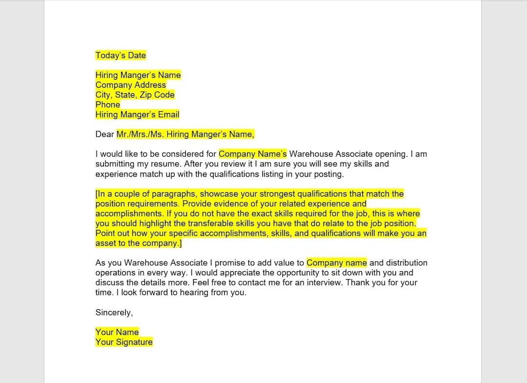 35237 warehouse cover letter closing