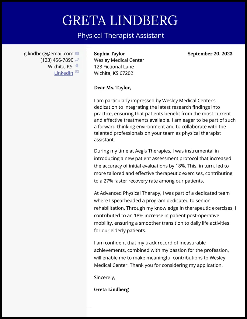 35244 physical therapy cover letter achievements