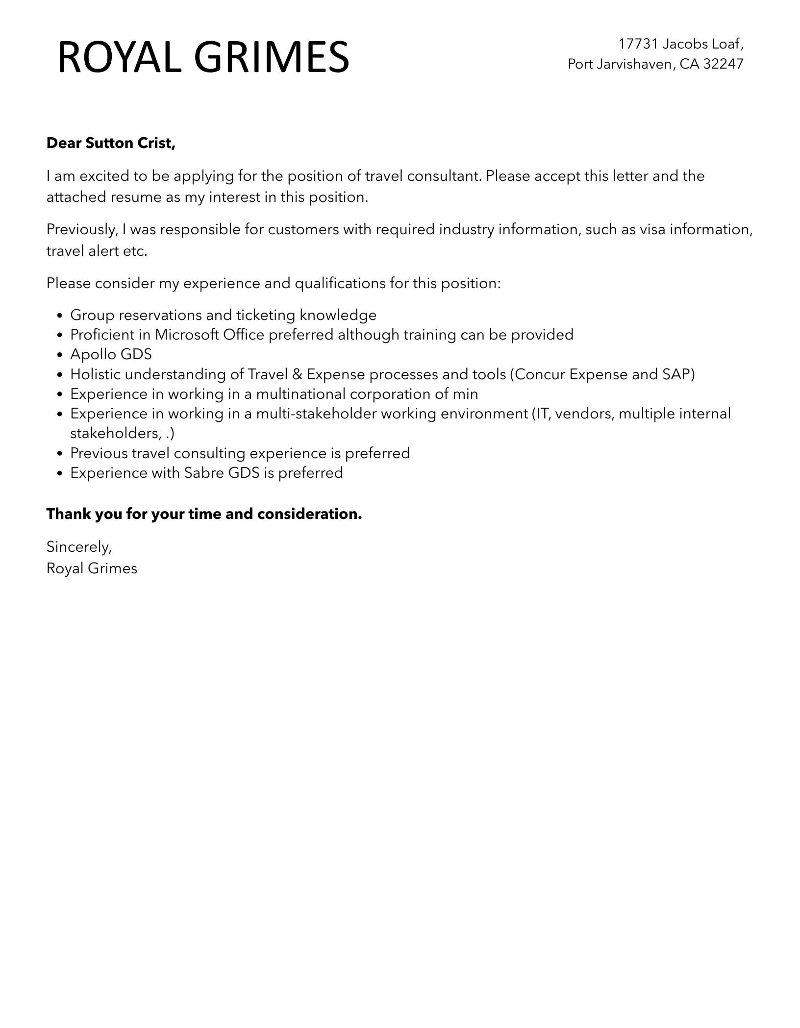 35265 cover letter travel consultant 6