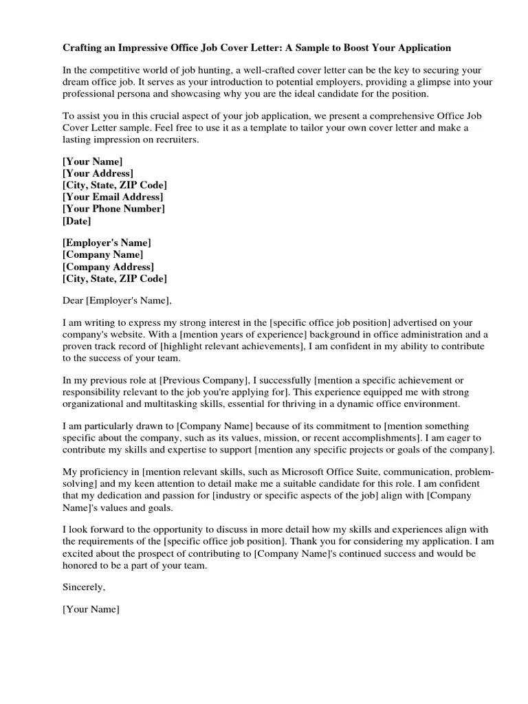 35296 office cover letter success