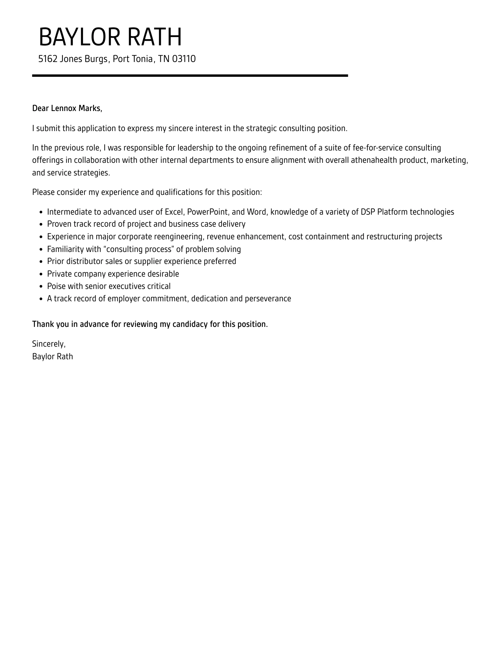 35306 strategic consulting cover letter achievements