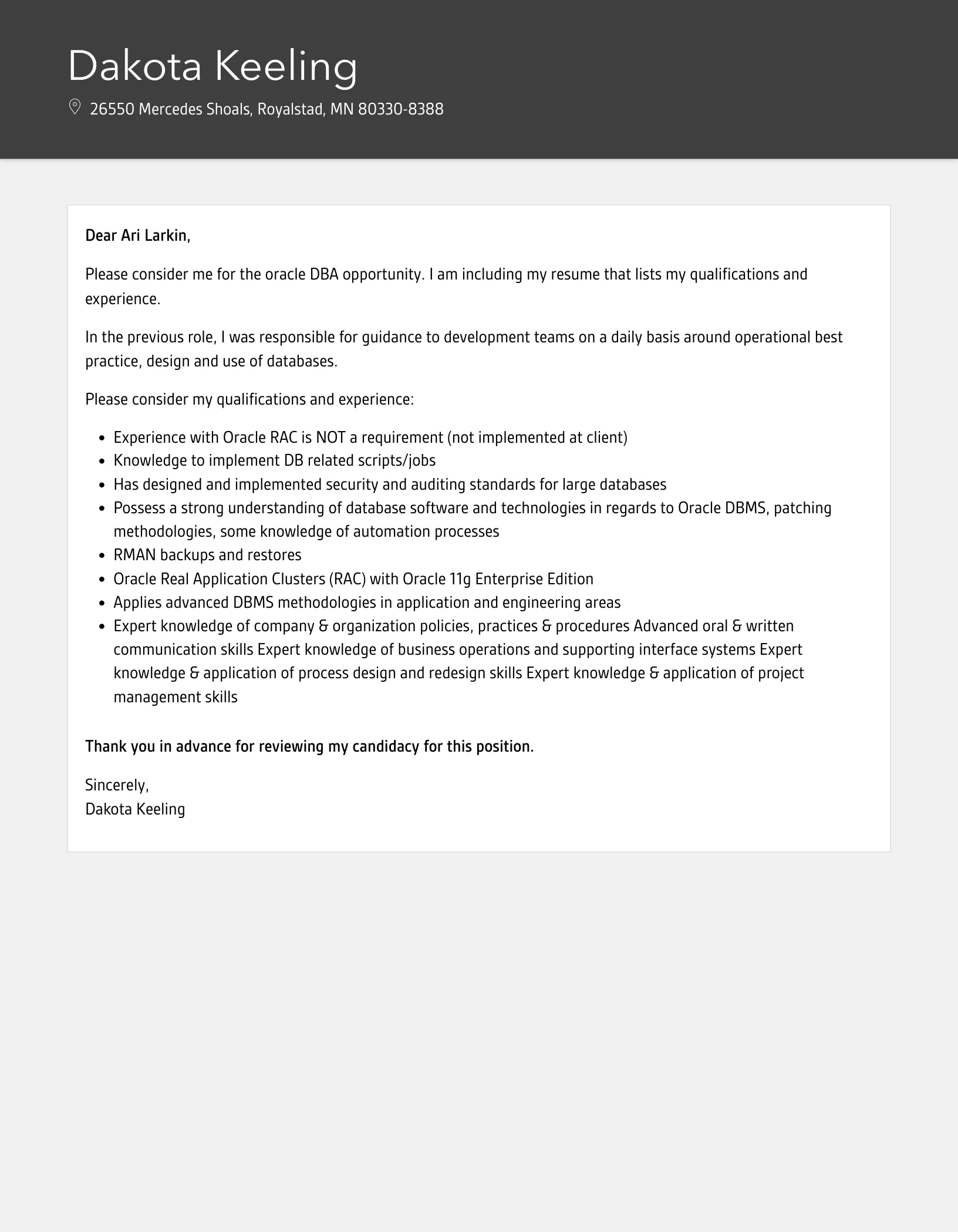 35310 oracle dba formatting