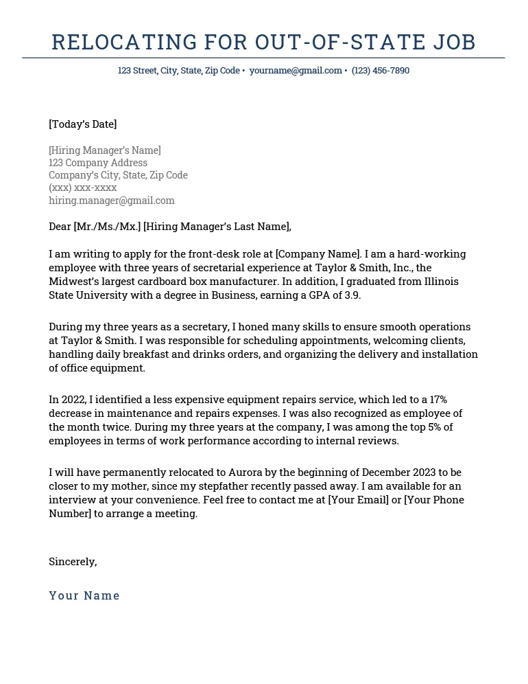 35352 relocation cover letter contact