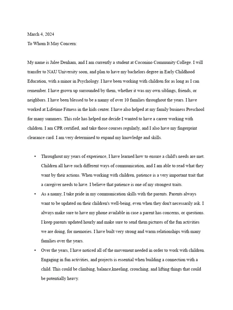 35368 childcare cover letter