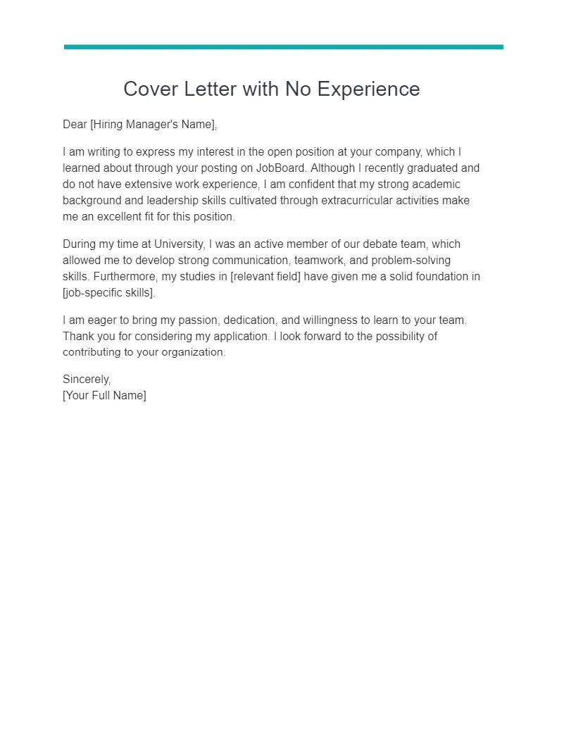 35377 cover letter tips no experience