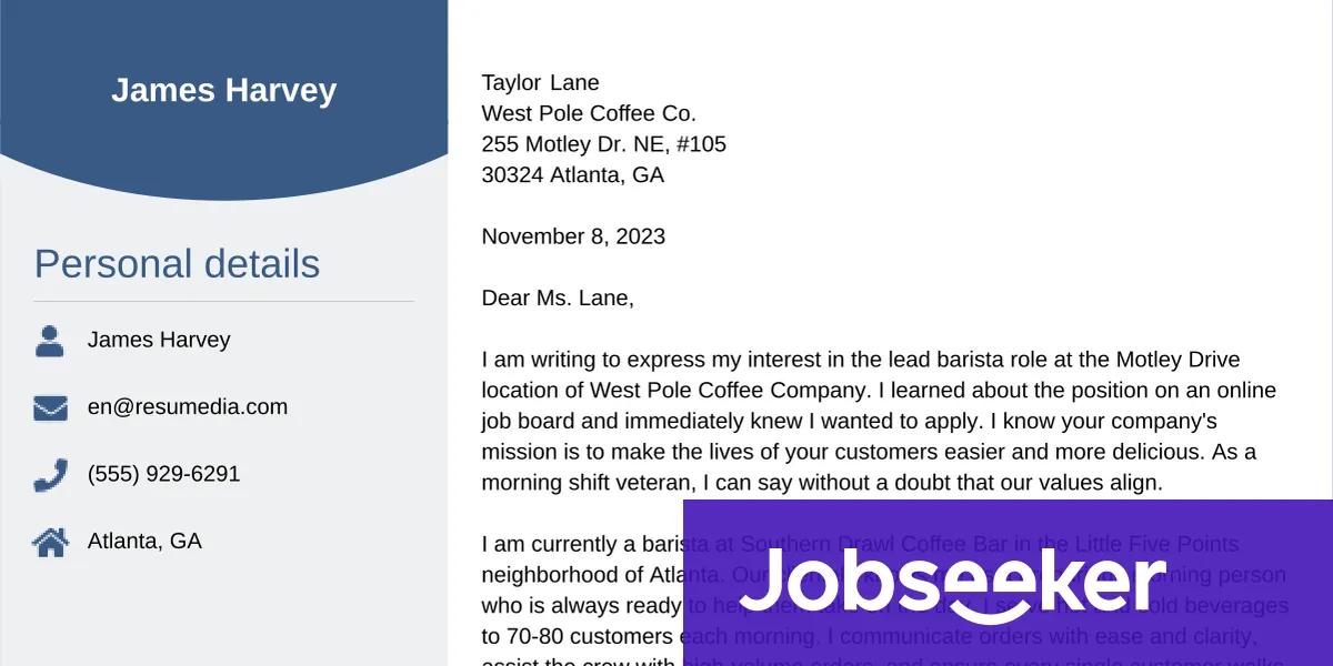 35382 barista cover letter enthusiasm