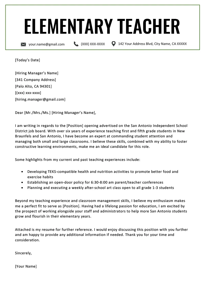 35389 teacher cover letter importance
