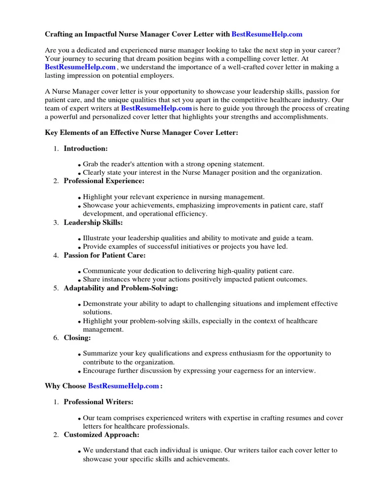 35392 nurse manager cover letter
