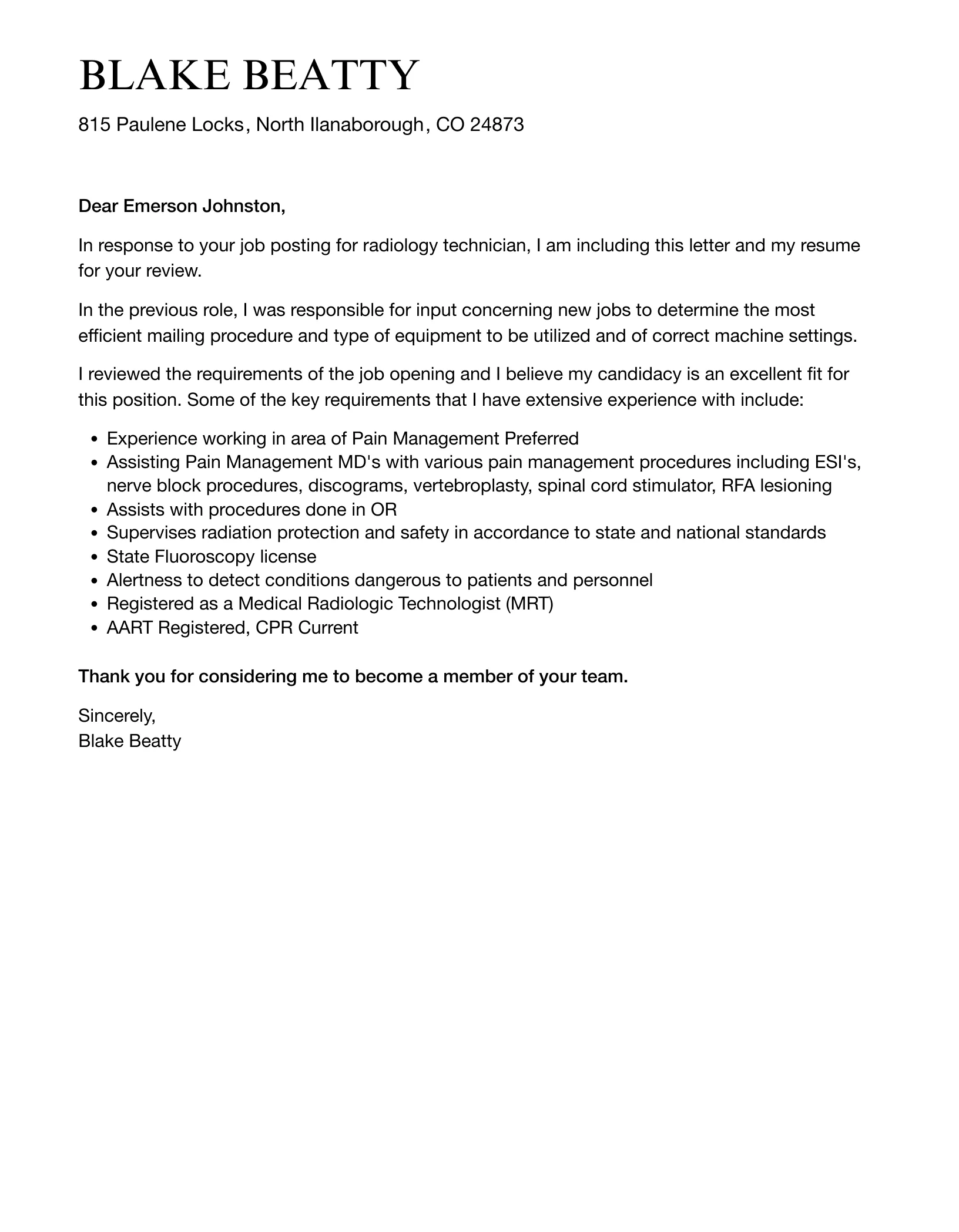 35395 professional summary cover letter