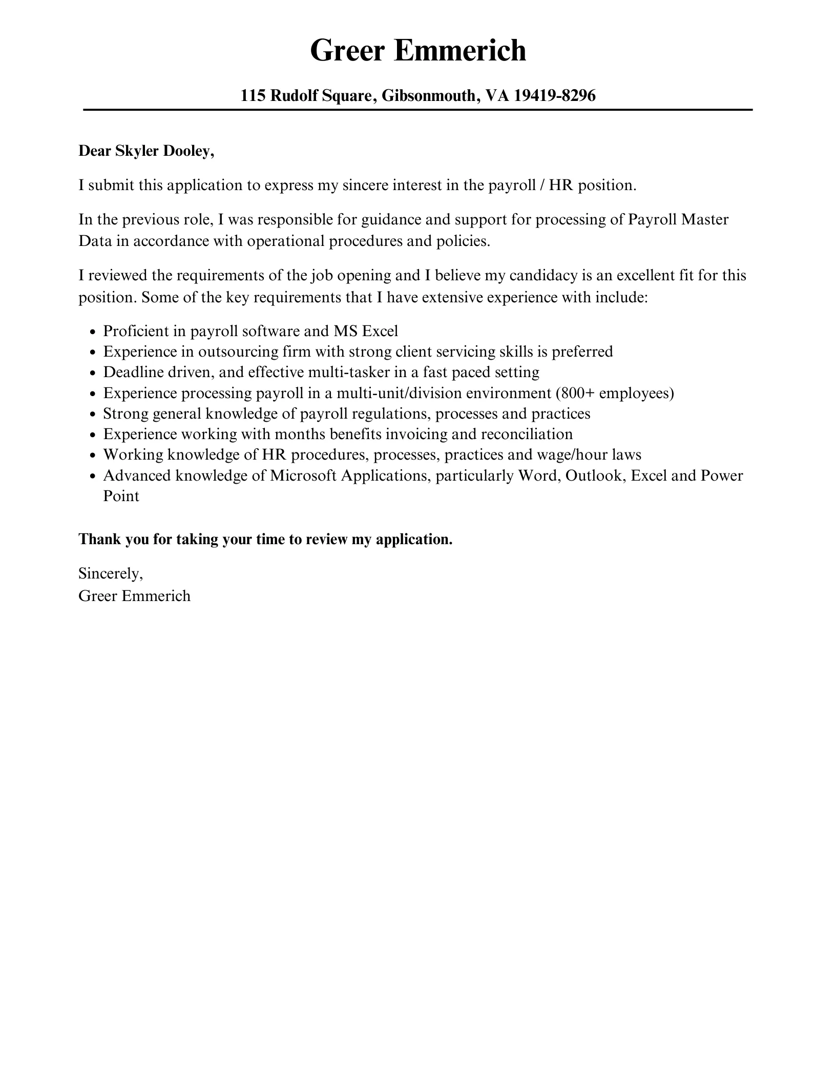 35413 payroll cover letter templates