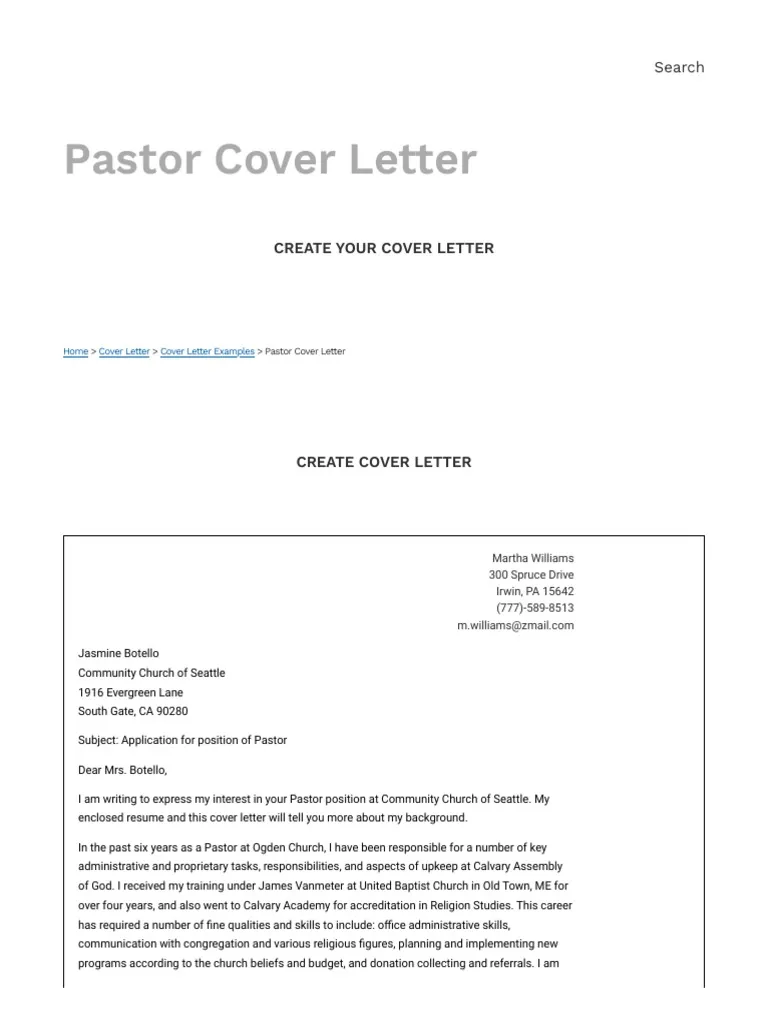 35440 youth pastor cover letter header