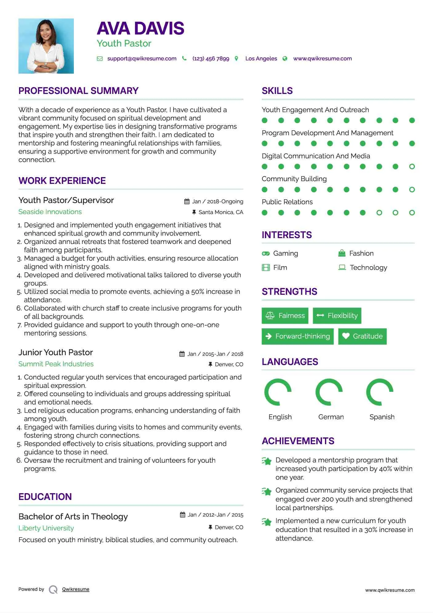 35440 youth pastor cover letter skills