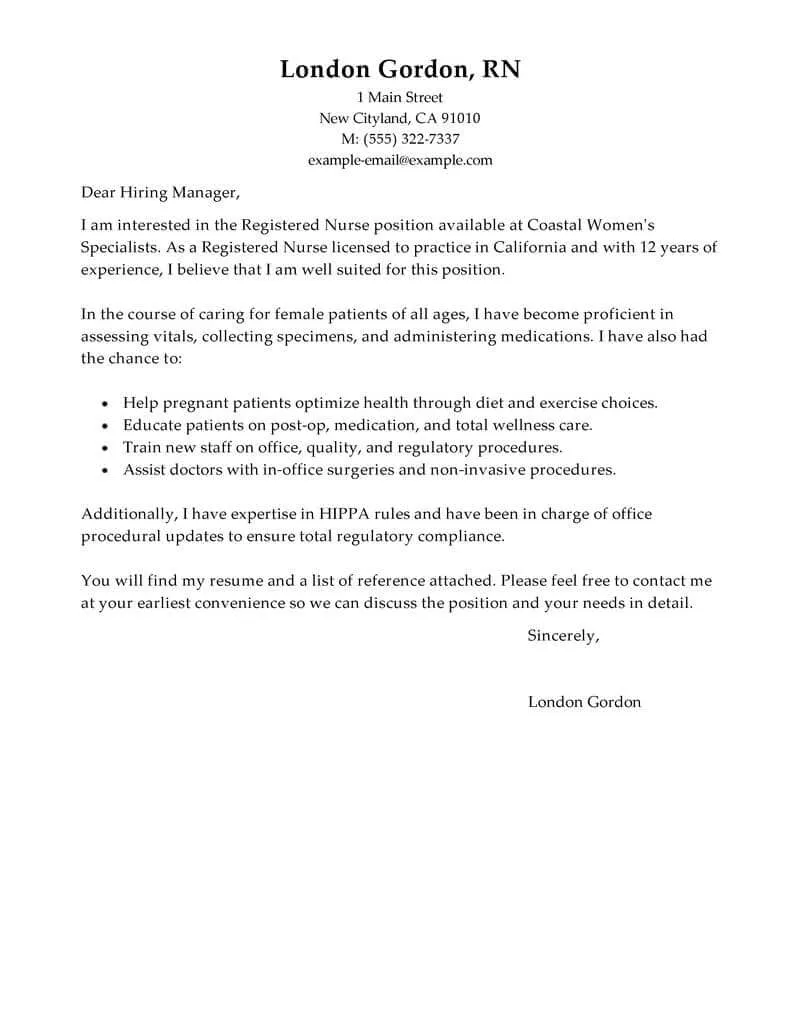 35449 nursing cover letter tips